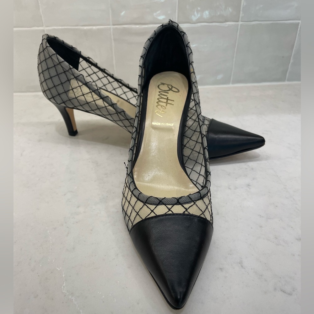 Butter Black Mesh Heels